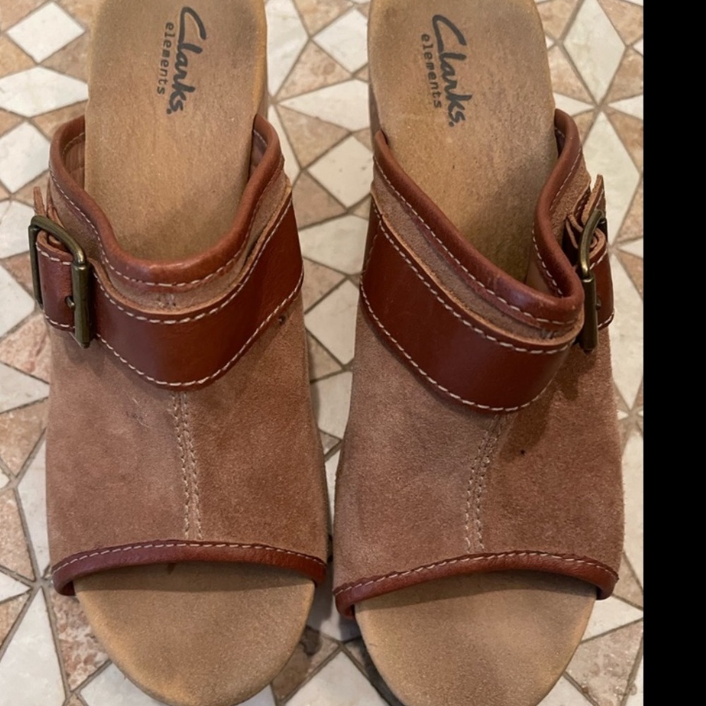 Clarks Elements 9 Cork Sole Platform Mule Amazing 🤩Condition Vintage Look EUC